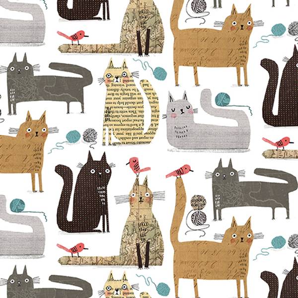 Bilde av It's raining cats & dogs - 5 cm katter på hvit