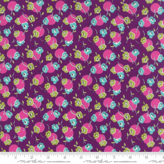 Hovedbilde Beach Road - 15 mm flerfargete blomster og dots på lilla