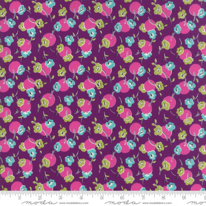 Beach Road - 15 mm flerfargete blomster og dots på lilla