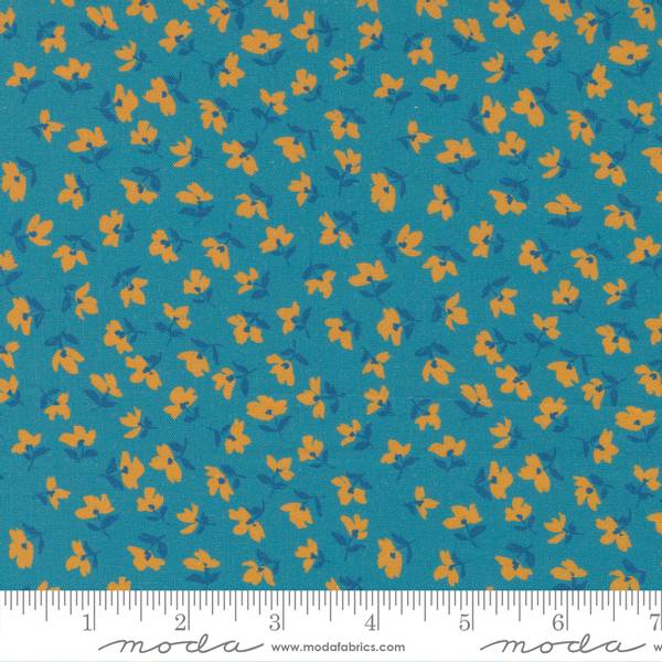 Bilde av Paisley Rose - 1 cm oransje blomst på teal