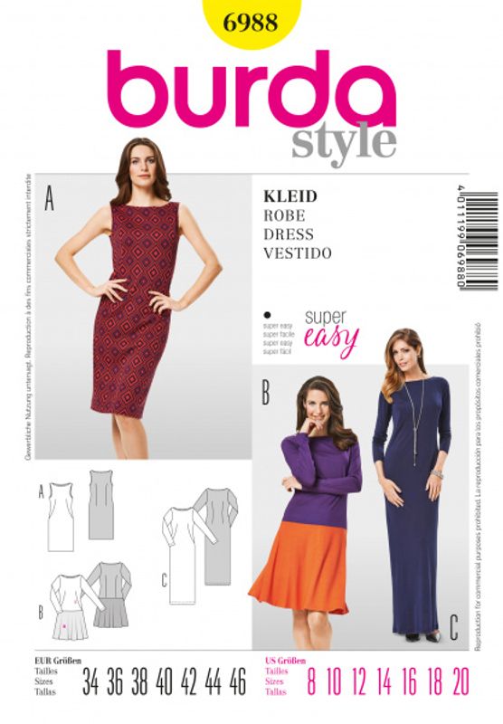 6988- Burda - Kjole i jersey