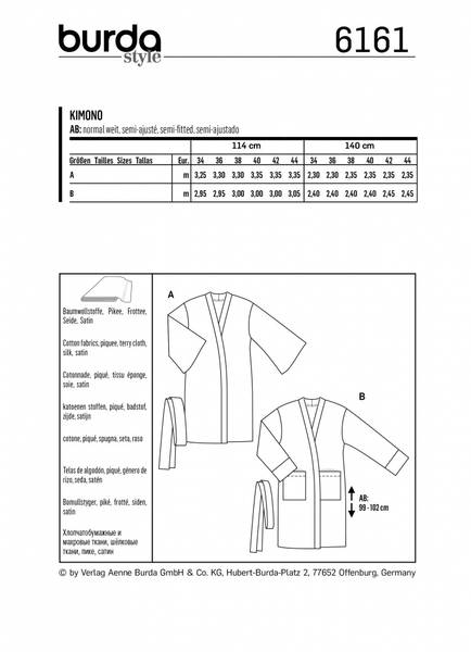 Bilde av 6161 - Burda - kimono/ badekåpe