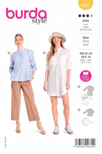 Bilde av 6001 - Burda - bluse/ skjortebluse m vidde