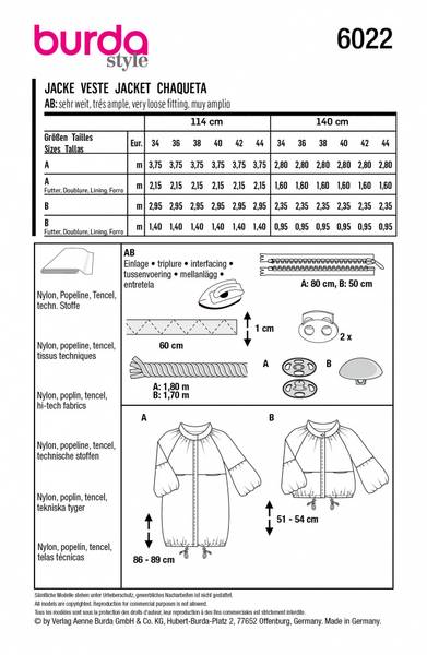 Bilde av 6022 - Burda - lett jakke i 2 lengder