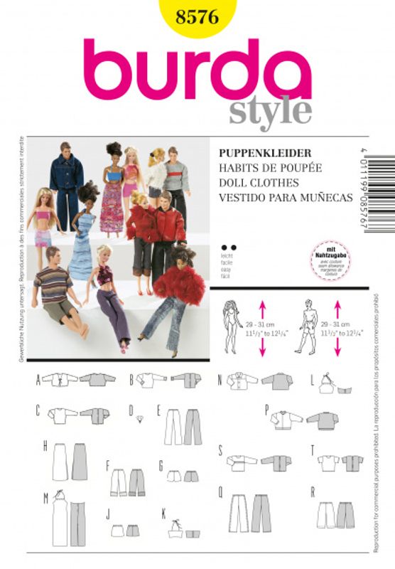 8576 - Burda - barbie & ken - dukketøy