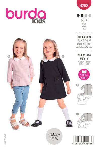 Bilde av 9262 - Burda - kjole & shirt i jersey m krage