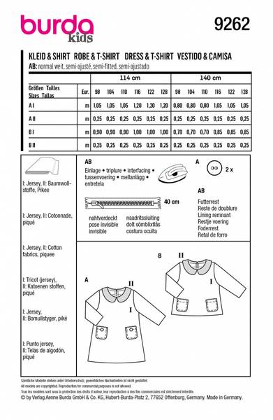 Bilde av 9262 - Burda - kjole & shirt i jersey m krage