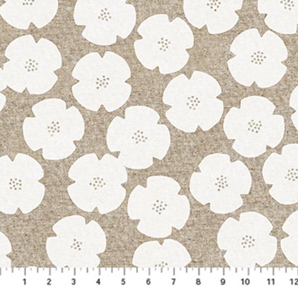 Bilde av Harmony, lin-bomull - 6 cm hvite blomster