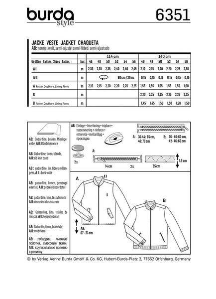 Bilde av 6351 - Burda - jakke, bomberjakke