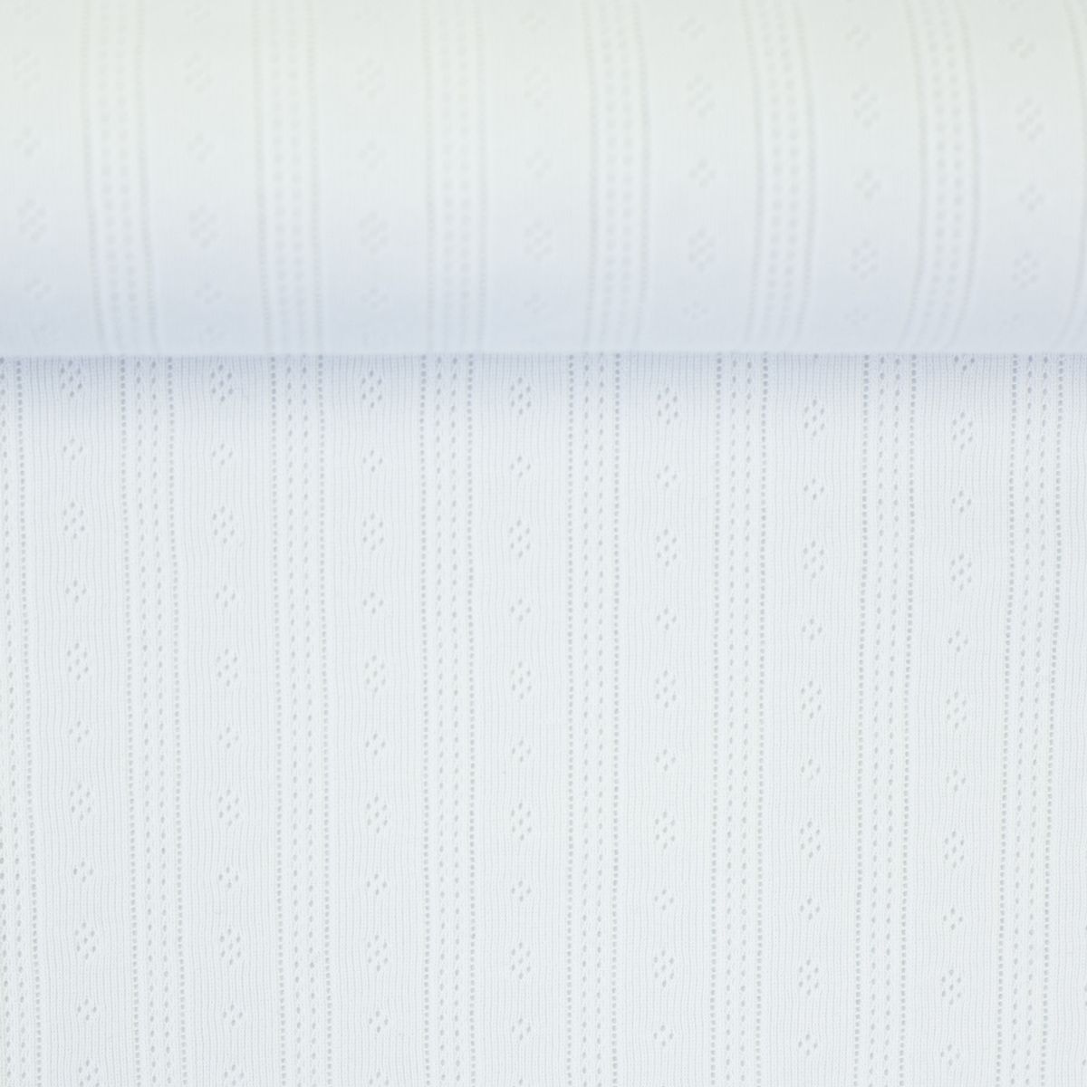 Pointelle jersey - striper, hvit