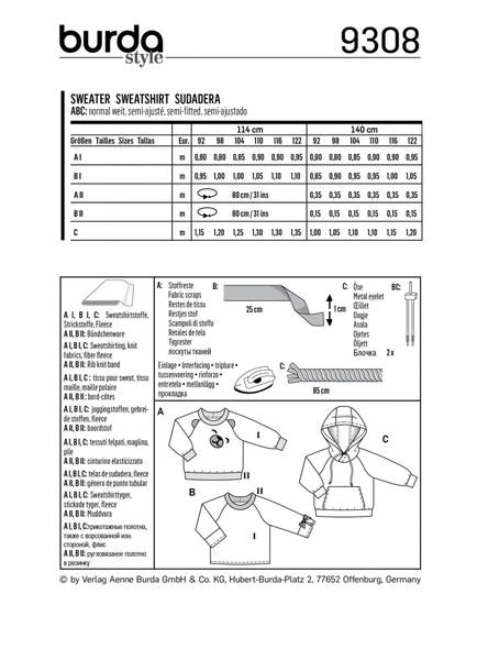 Bilde av 9308 - Burda - Genser m/u hette
