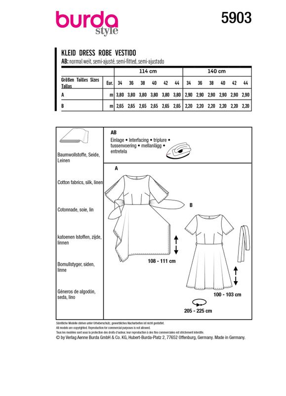 5903 - Burda - Kjole m/ knyting