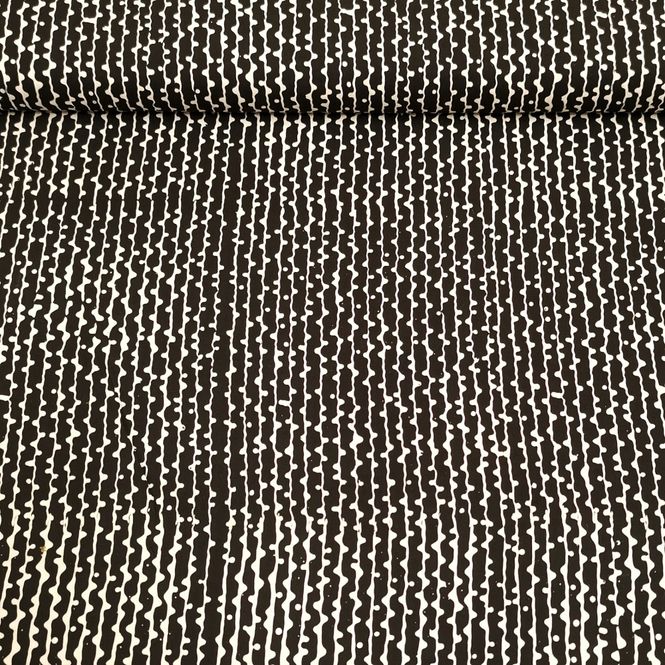 Hovedbilde Batikk - offwhite rader på sort, 1 cm avstand