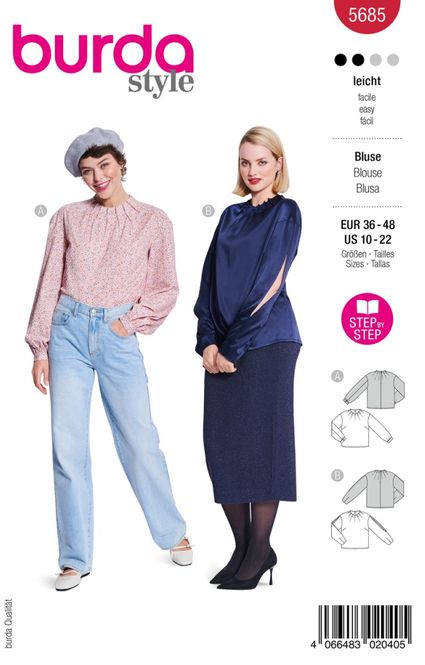 Hovedbilde 5685 - Burda - bluse m/ legg i halsen
