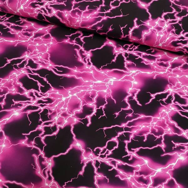 Bilde av Bomullsjersey - rosa lynnedslag på sort