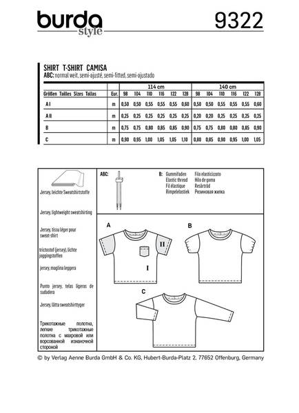 Bilde av 9322 - Burda - T-skjorte, genser