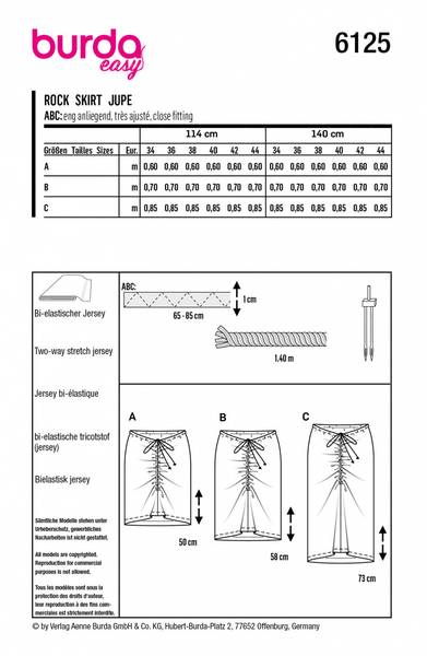 Bilde av 6125 - Burda - Skjørt m/ diagonal knyting