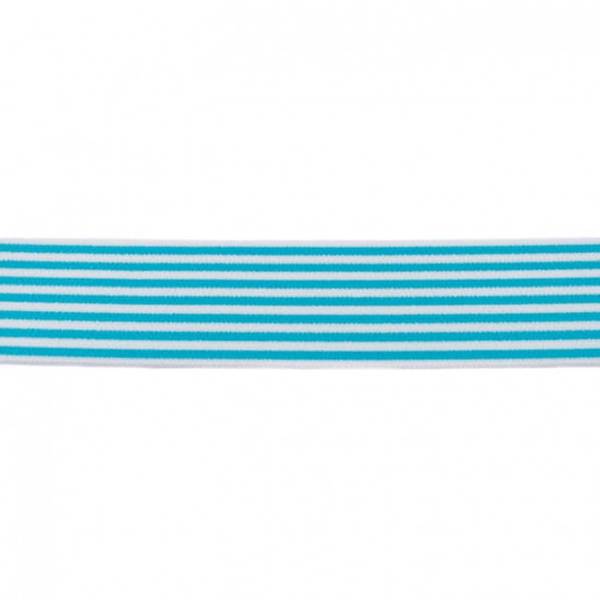 Bilde av Myk strikk, 4 cm - turkise striper