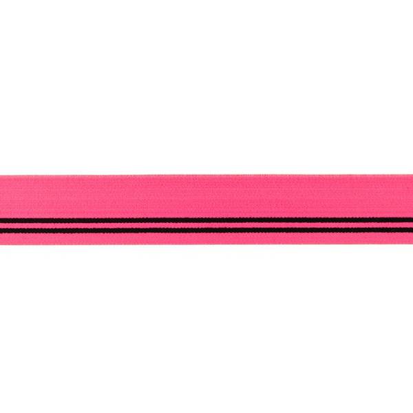 Bilde av Myk strikk, 3 cm - striper på neon rosa