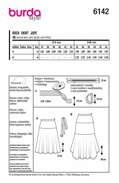 Bilde av 6142 - Burda - skjørt m/vidde