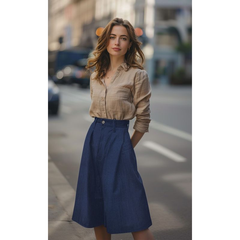 40 cm Denim Knit Twill blå - strikket dongeri