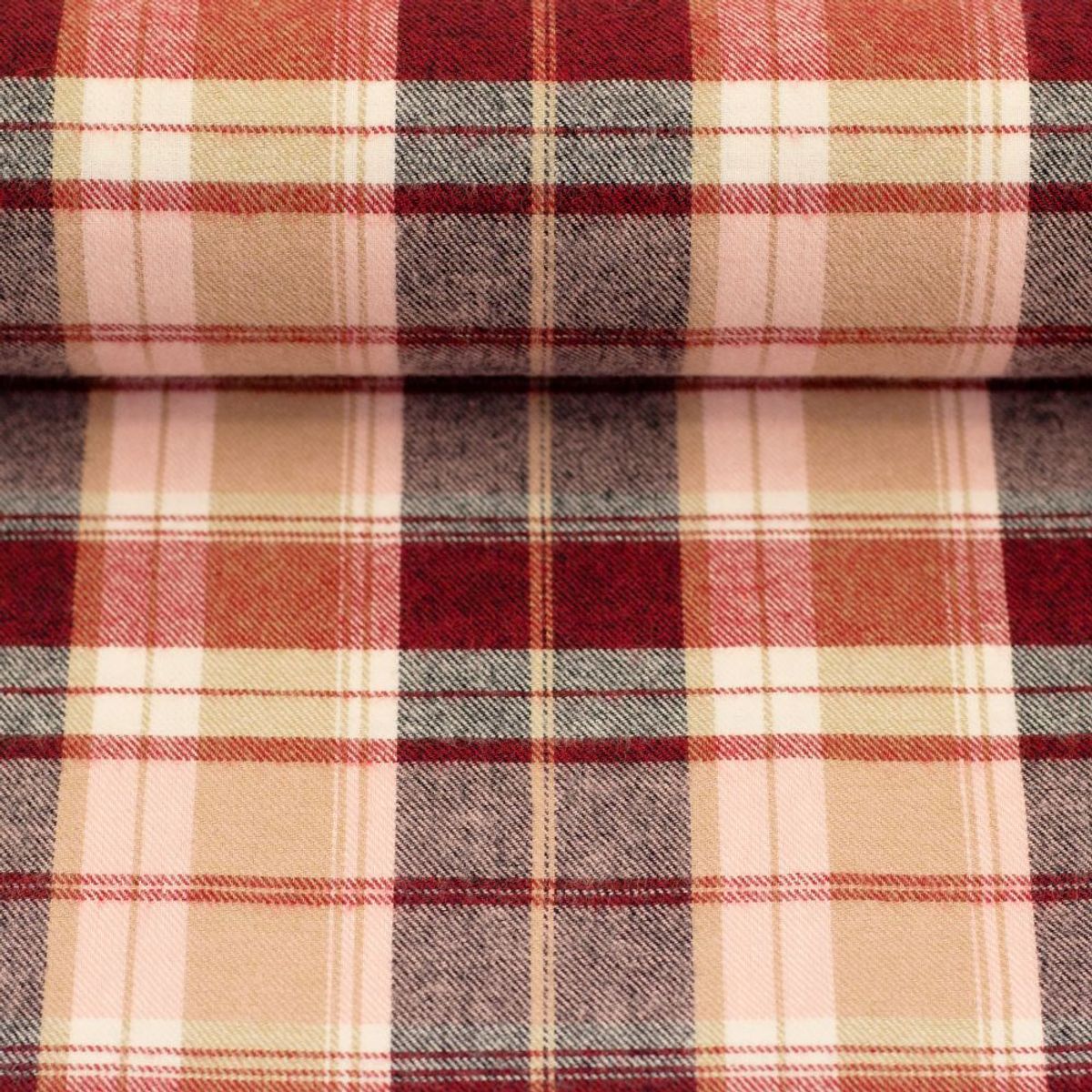 Flanell. rutete - rød-sort-hvit