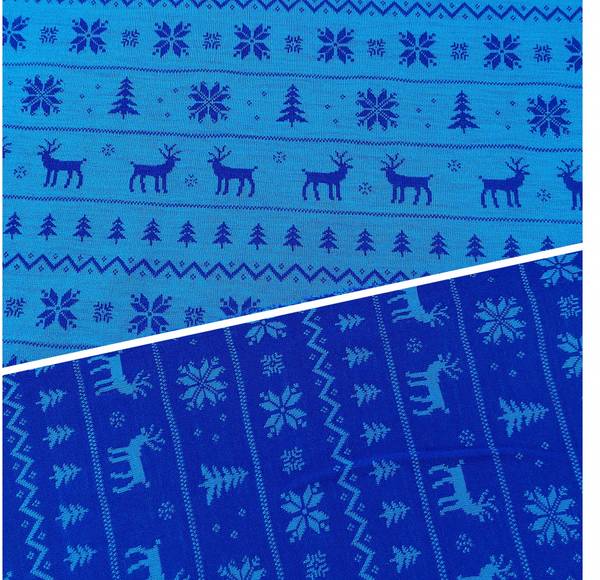 Bilde av Ull-jacquard jersey - reinsdyr, turkis/koboltblå