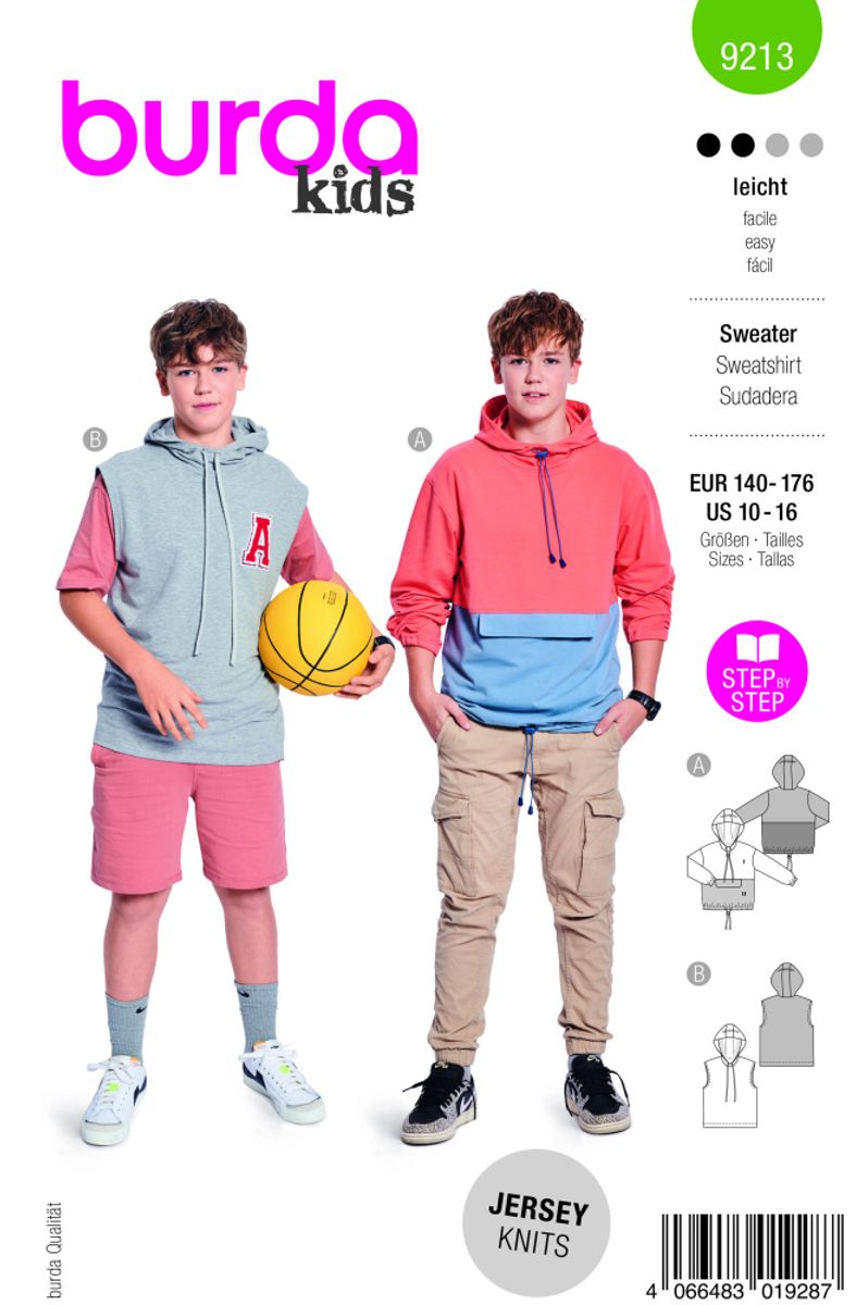 9213 - Burda - hoodie m/ lomme