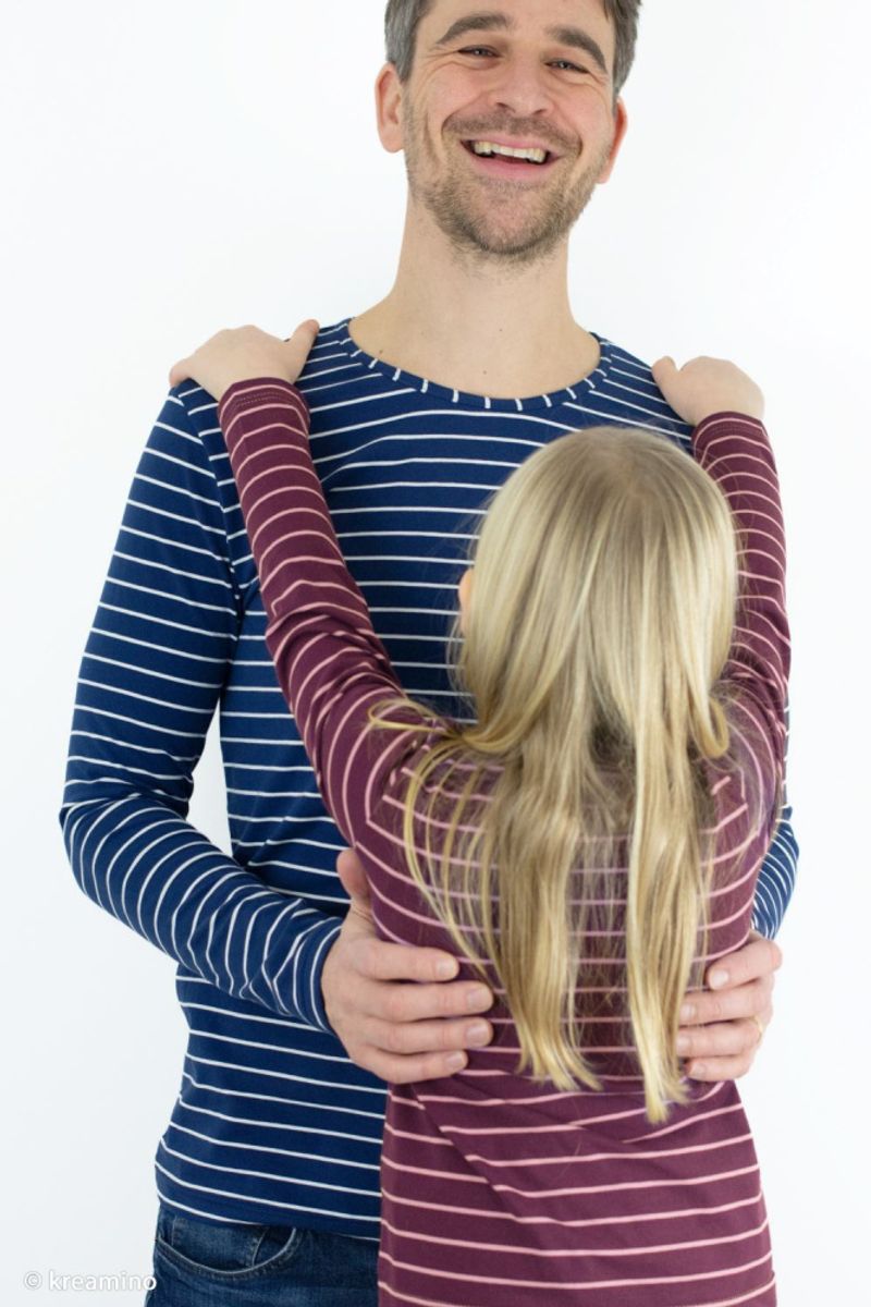 Bomullsjersey - lilla striper