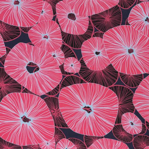 Bilde av Vevd viskose - Coral Reef - rosa på mørkgrå