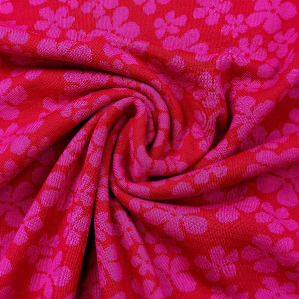 Bilde av Ull-jacquard jersey - blomster, sterk rosa/rød