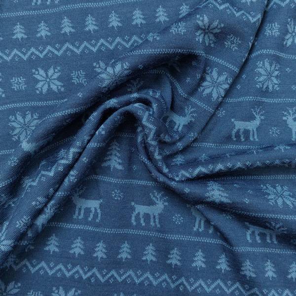 Bilde av Ull-jacquard jersey - reinsdyr, lys/mørk jeansblå