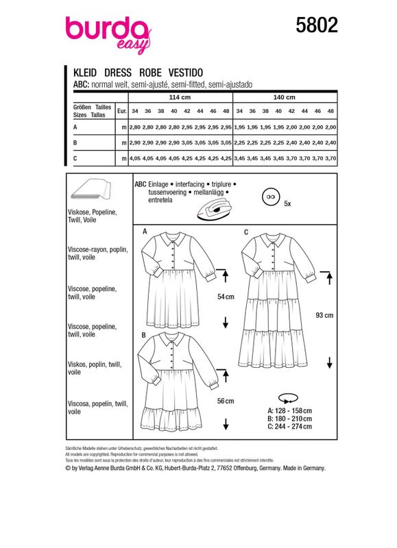 5802 - Burda - Kjole m/ kapper