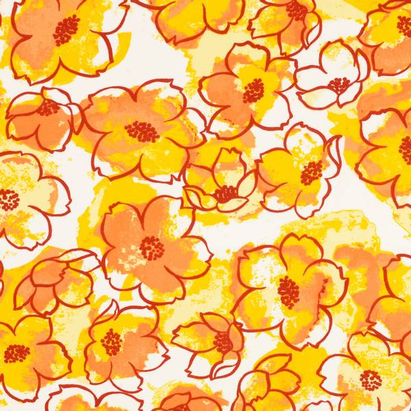 Bilde av Vevd viskose - 5-9 cm akvarellblomst, oransje