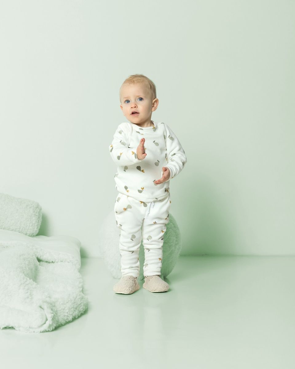 Stretch-velour - pærer, offwhite