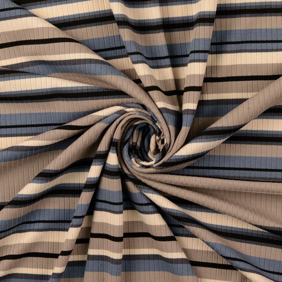 Ribbjersey - retro striper, varm grå-blå m. sort