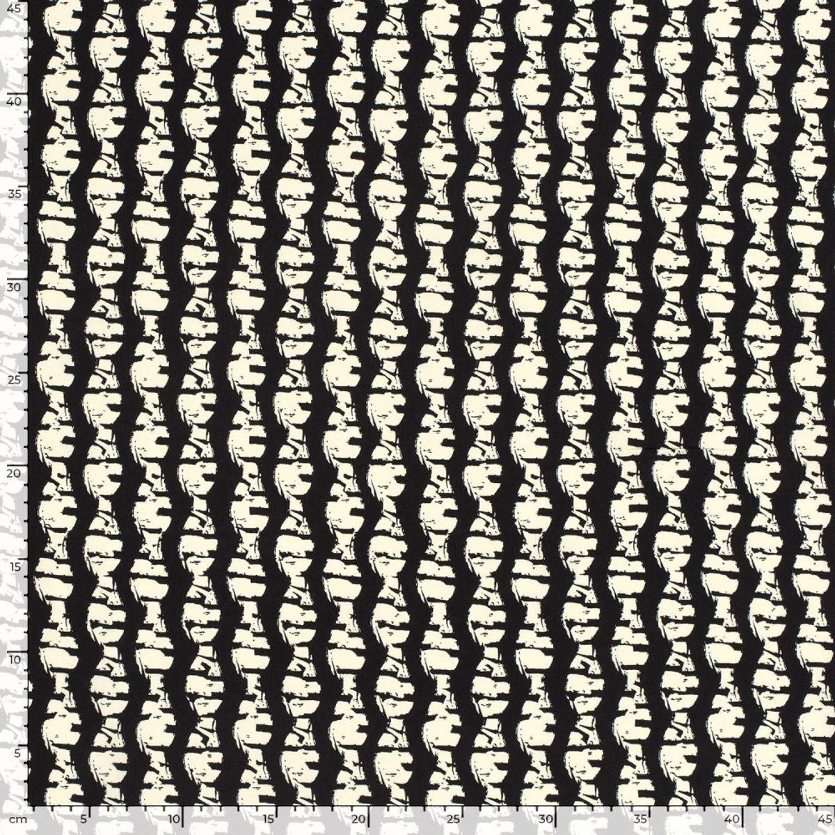 Viskose poplin - abstrakt striper, sort/offwhite