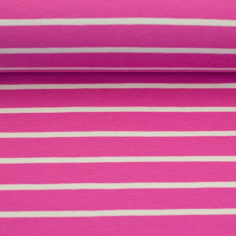 70 cm Bomullsjersey Isa - striper rosa/hvit