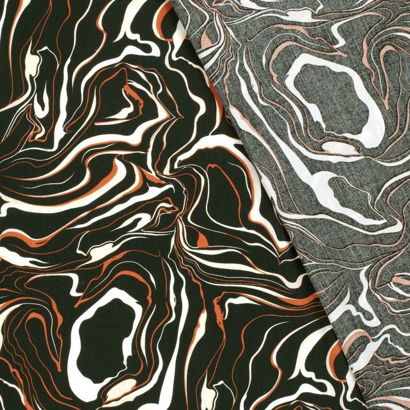 Viskose poplin - swirl, mørkgrønn