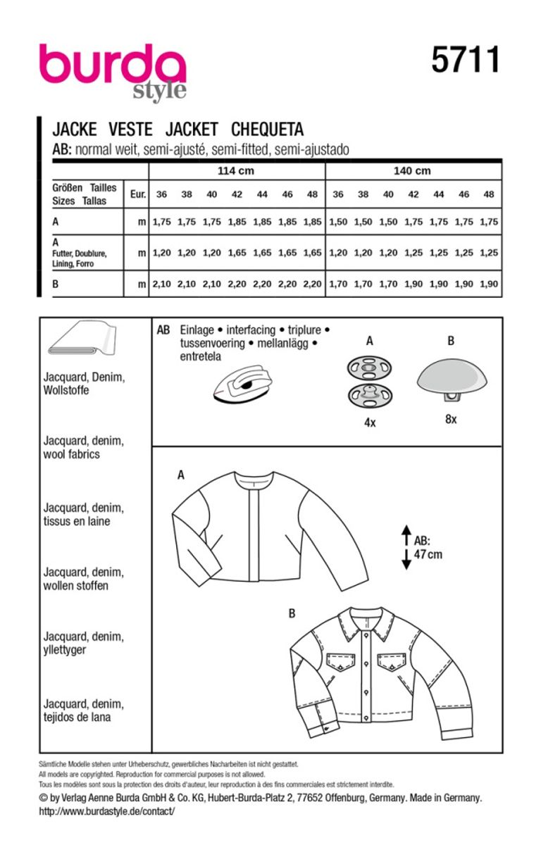 5711 - Burda - dongeri jakke