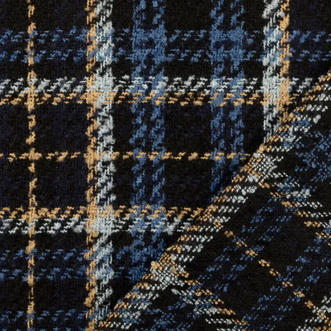 Hovedbilde Kåpeull – blå-sort grov tweed