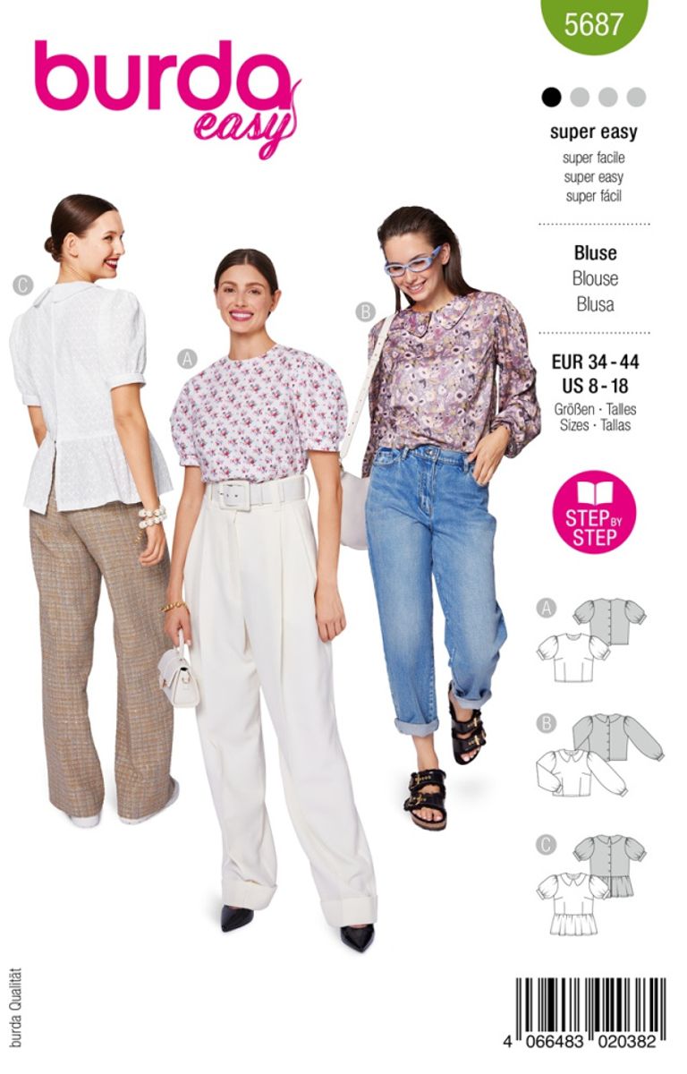 5687 - Burda - bluse m/ pufferme