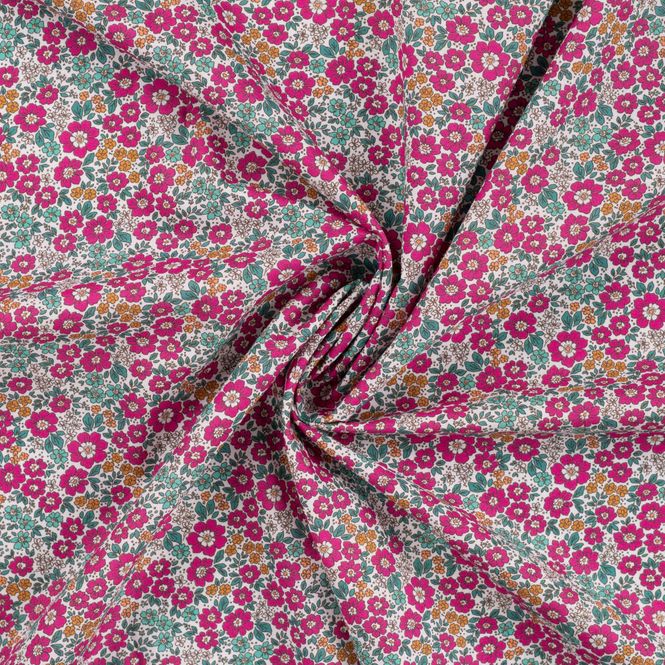 Hovedbilde Voile, bomull, glatt - små blomster, fuksia