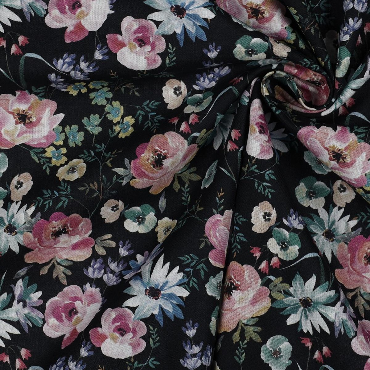 Bomullspoplin - blomster C2