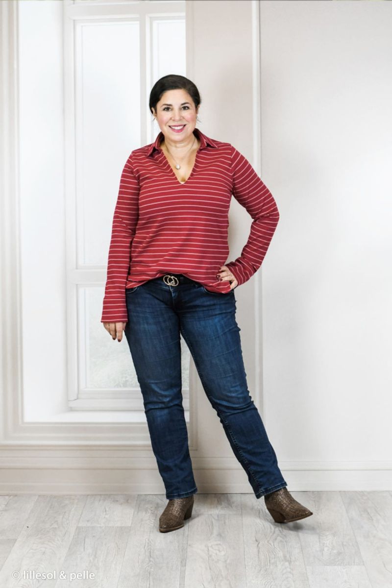 Bomullsjersey - lilla striper