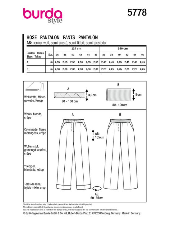 5778 - Burda - Bukse