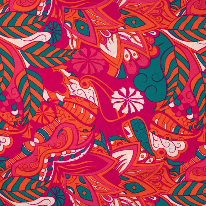 Hovedbilde Viskose Chally - pink-oransje mønstret