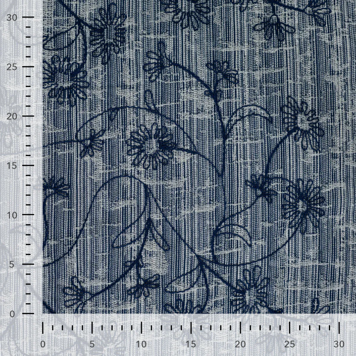 Jacquard, dongeri - broderte blomster
