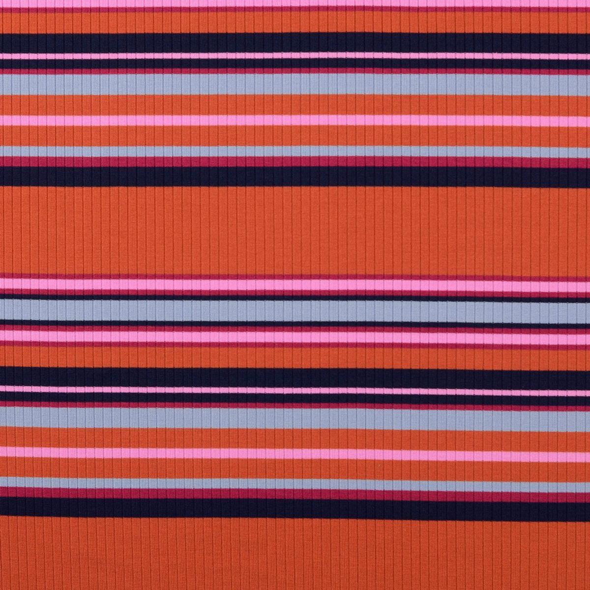 Ribbjersey - retro striper, teglrød-rosa m. blå