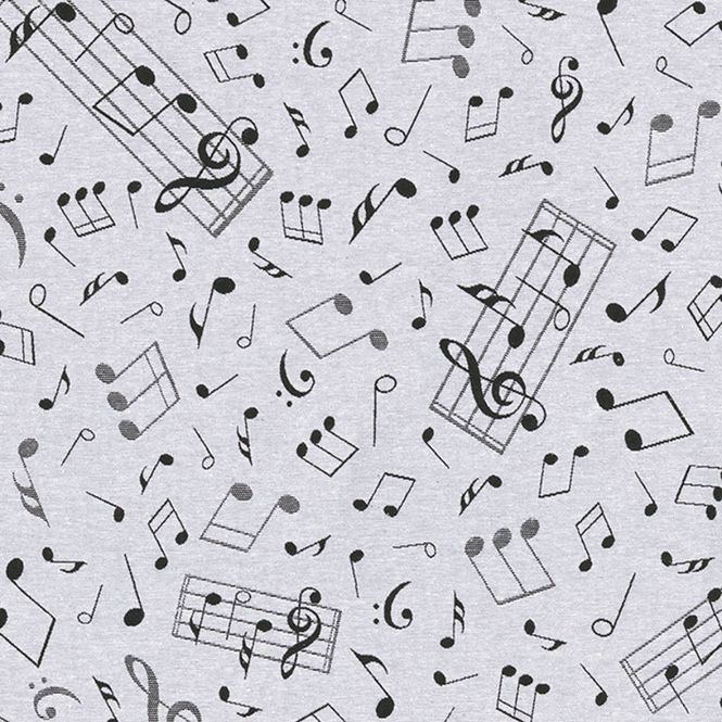 Hovedbilde Jacquard – musikknoter, sort og hvit